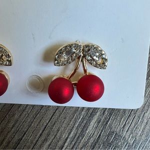Gold Plated cherry Zircon Earrings Stud Women Gift